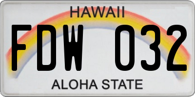 HI license plate FDW032