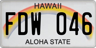 HI license plate FDW046