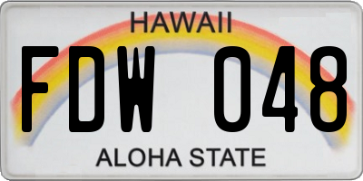 HI license plate FDW048