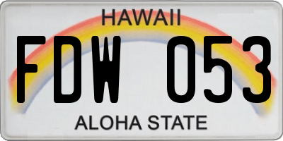 HI license plate FDW053