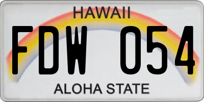 HI license plate FDW054