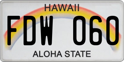 HI license plate FDW060