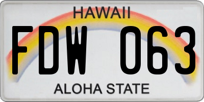 HI license plate FDW063