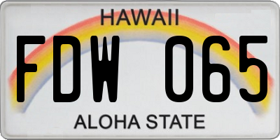 HI license plate FDW065