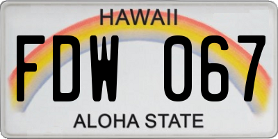 HI license plate FDW067