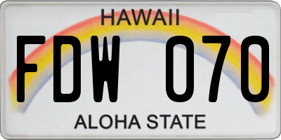 HI license plate FDW070