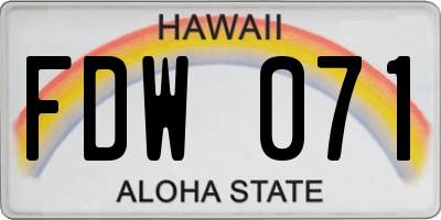 HI license plate FDW071