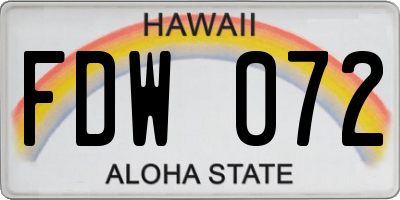 HI license plate FDW072