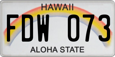 HI license plate FDW073