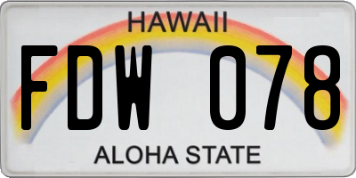 HI license plate FDW078