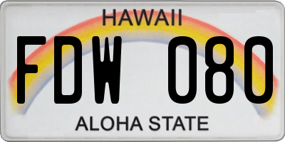 HI license plate FDW080