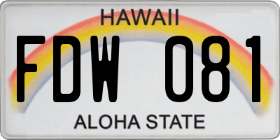 HI license plate FDW081