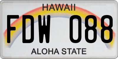 HI license plate FDW088