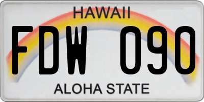 HI license plate FDW090