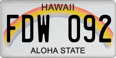HI license plate FDW092