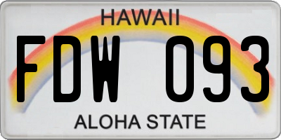 HI license plate FDW093