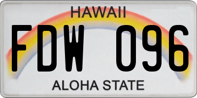 HI license plate FDW096