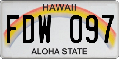 HI license plate FDW097