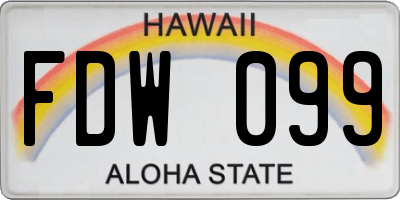 HI license plate FDW099