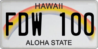 HI license plate FDW100