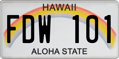 HI license plate FDW101