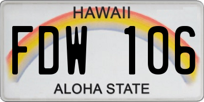 HI license plate FDW106