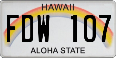 HI license plate FDW107