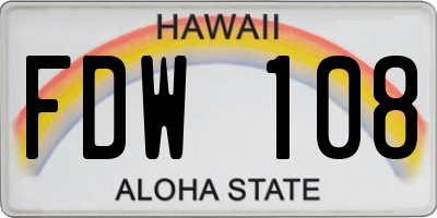 HI license plate FDW108
