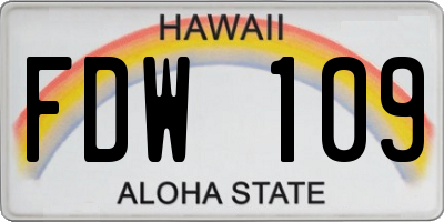 HI license plate FDW109