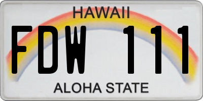 HI license plate FDW111