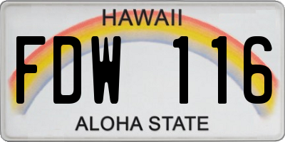 HI license plate FDW116