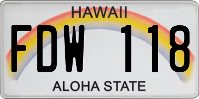 HI license plate FDW118