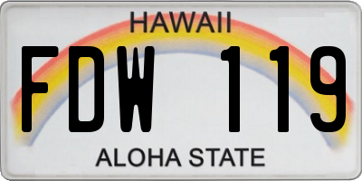 HI license plate FDW119