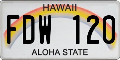 HI license plate FDW120