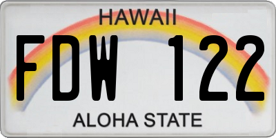HI license plate FDW122