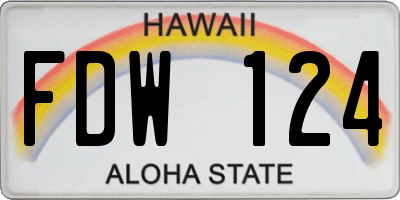 HI license plate FDW124