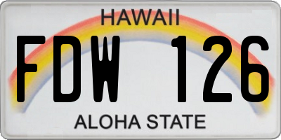HI license plate FDW126