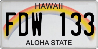 HI license plate FDW133