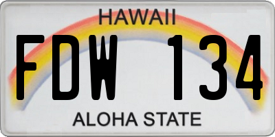 HI license plate FDW134
