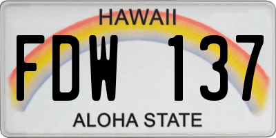 HI license plate FDW137
