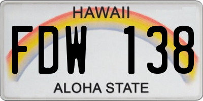 HI license plate FDW138