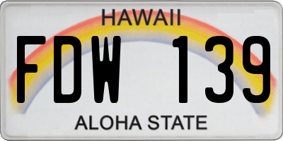 HI license plate FDW139