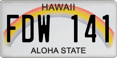 HI license plate FDW141