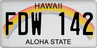 HI license plate FDW142