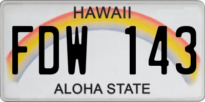 HI license plate FDW143