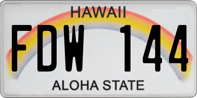 HI license plate FDW144