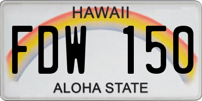HI license plate FDW150