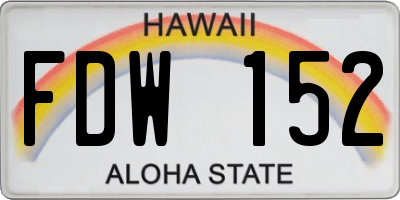 HI license plate FDW152