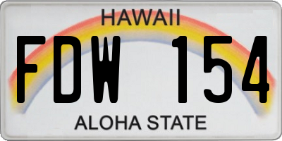 HI license plate FDW154