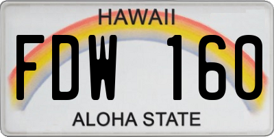 HI license plate FDW160